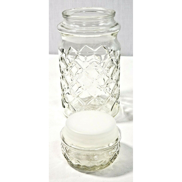 Vintage 1984 Planters Mr. Peanut Glass Jar w Lid Diamond Pattern Canister 7.75” - Picture 5 of 12